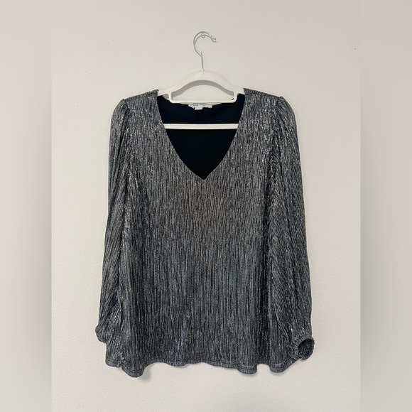 Nine West Metallic-Threaded Blouson-Sleeve Top - Picture 2 of 13